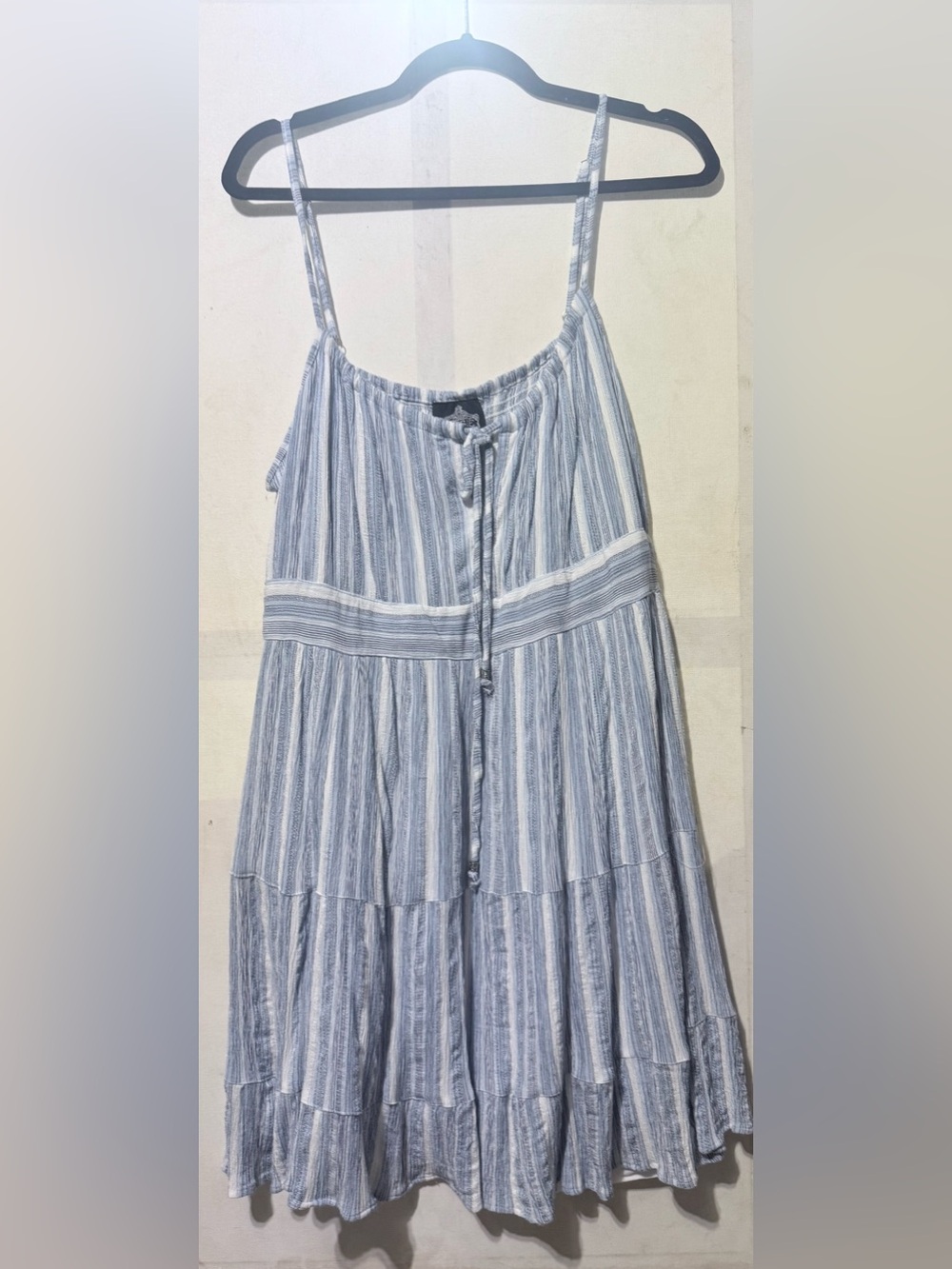 Angie Blue & White Striped Tiered Maxi Skirt